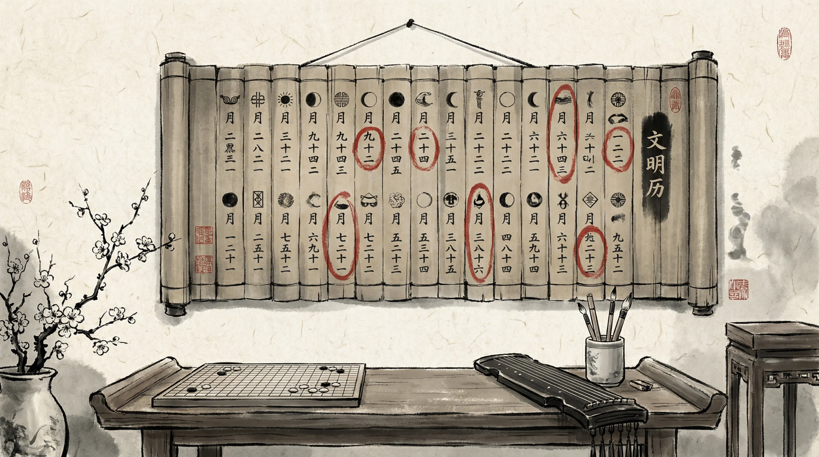 南宫体育茶道文化活动水墨画